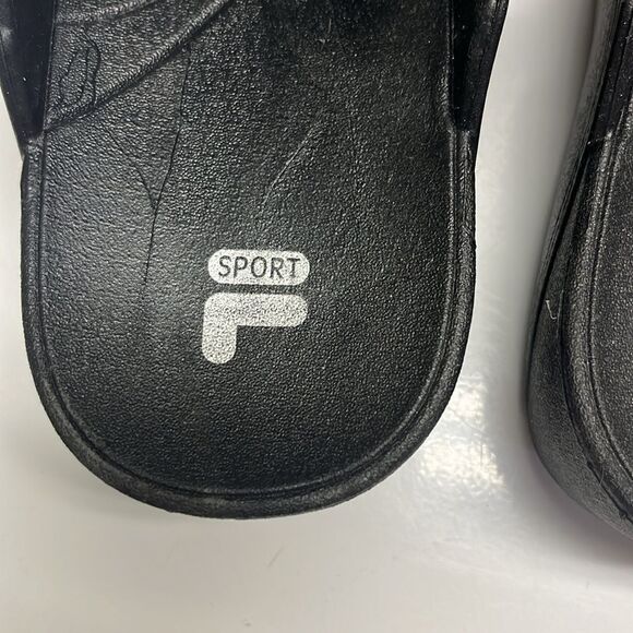 Fila Sport Black Glittered Two-Strap Slip-On Platform Sandals- 8M - Picture 3 of 14